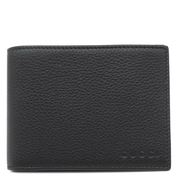 グッチ GUCCI 二つ折り財布 カードケース付き ウォレット レザー ブラック 黒 アウトレット品 333042【中古】
