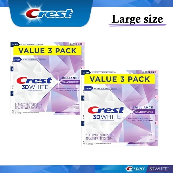 【エクスプレス便】 Crest 3D Brilliance Teeth Whitening Toothpaste Large size 4.6oz pack of 6 クレスト Crest 3D