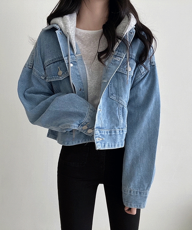[アバンフィット/フィットジョンイェ] クロップ パーカー デニムジャケット