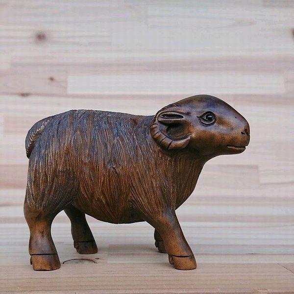 オブジェ 置き物 インテリア雑貨 家具 インテリア 銘木ツゲ材 木彫りの羊 A 工芸品 木彫品