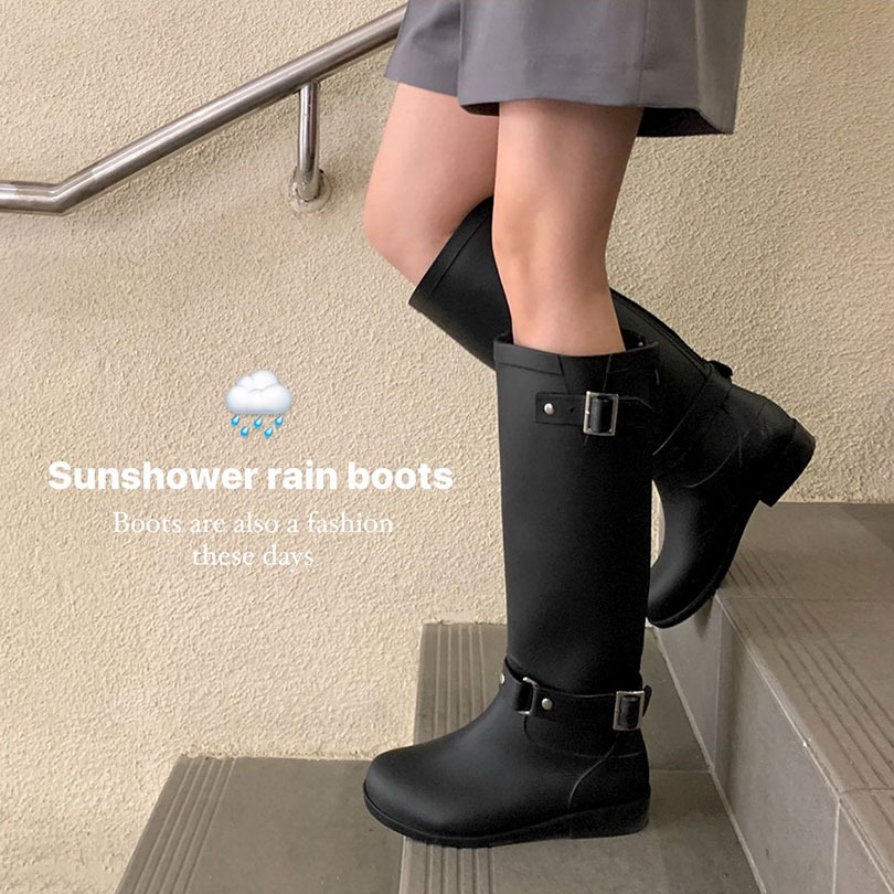 韓国の女性ファッション/ [+2.5cm]サンシャワー バックルレインブーツ sh1039 6,962円