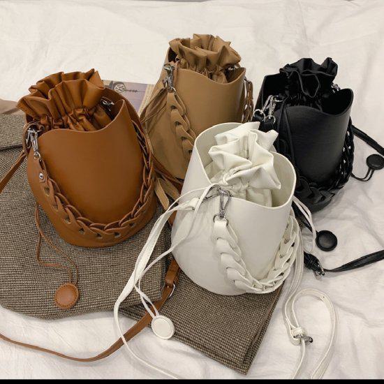 ハンドバッグ ショルダーバッグ レディース バッグ 2way バケットバッグ ミニサイズ スモールバッグ 巾着バッグ チェーン フェイクレザー レザー調 無地 カジュアル シンプル ポシェット かわい