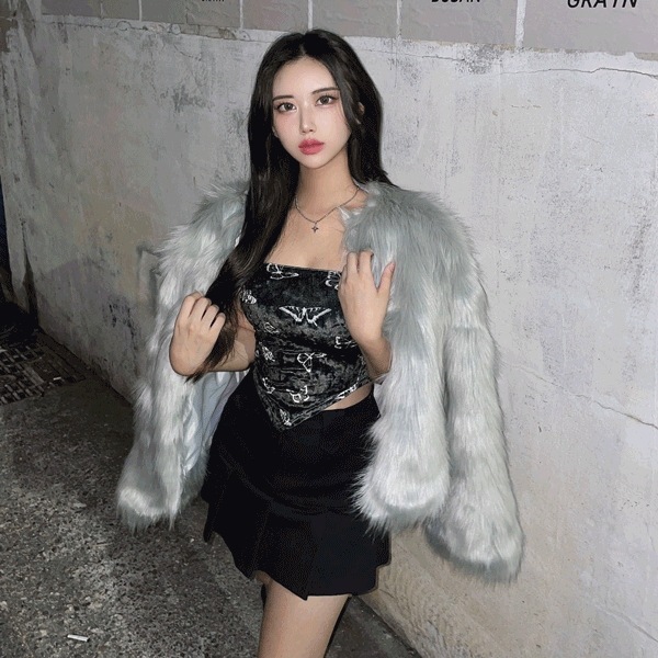 [抜け毛x/フィット大ヒット/年末ルック] ルーズ アンゴラ ファー ジャケット/ Loose Angora Fur Jacket