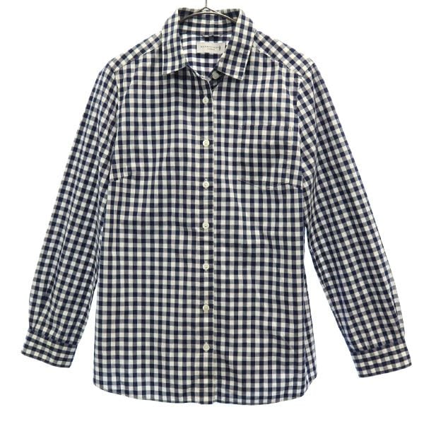 三陽商会 ギンガムチェック 長袖 シャツ 38 ホワイト×ネイビー レディース 6,540円
