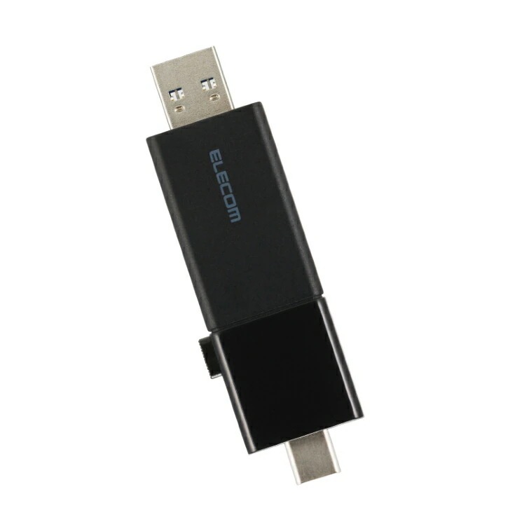 エレコム USBメモリ 256GB USB3.2 Gen1 ( USB Type-C / USB-A 両対応 ) スライド式 高速データ転送 セキュリティソフト使用可 ブラック MF-WSAU3256