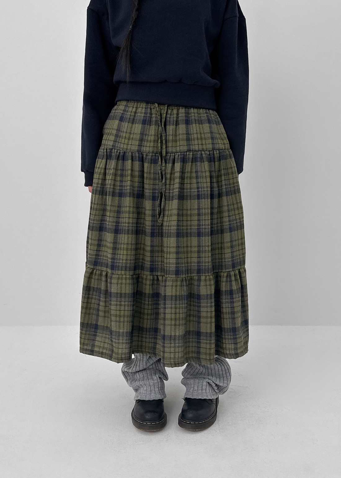 Aorチェックカンカンロングスカート