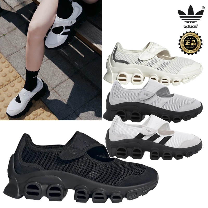 JI2416 JQ8245 KH7889 KH7912 Adifom Megajane 26SS レディース メリージェーン 厚底スニーカー ベルクロ メッシュ コーデ提案 靴下 スカート ワンピース