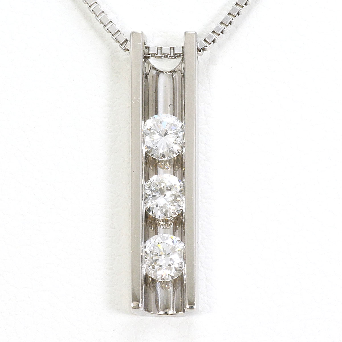 PT900 プラチナ PT850 プラチナ ネックレス ダイヤモンド 0.32 ct カード鑑別書 総重量約5.2g 約40cm 中古