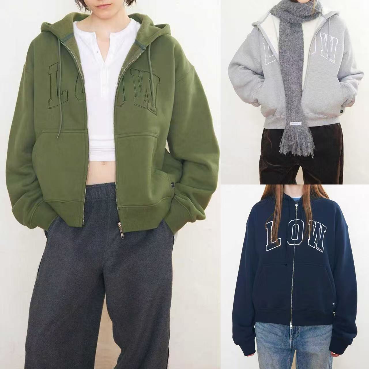 LOW NAPPING SWEAT ZIP-UP HOODIE-4color