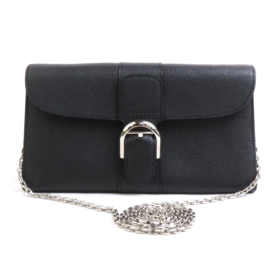 デルヴォー DELVAUX チェーンウォレット ブリヨン ロングチェーンウォレット レザー ブラック シルバー レディース AB0476AAU099ZPA 90057a