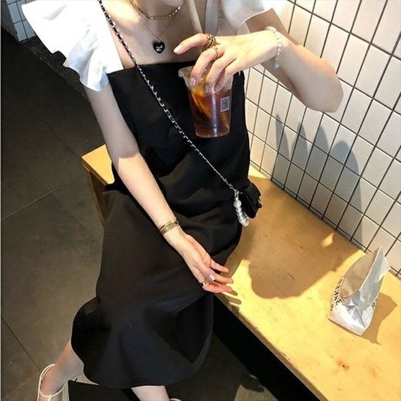 肩フリルワンピース ロングストレートワンピース レディース ワンピース ドレス ドレスワンピース ワンピドレス スクエアネック 半袖 ロング 肩フリル フリル袖 バイカラー ミモレワンピース オーバー