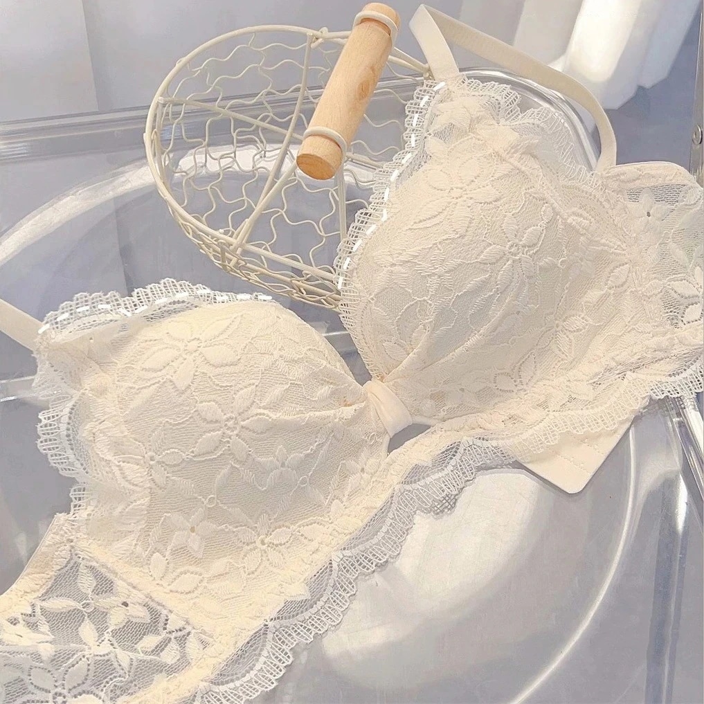 補正下着 ブラジャー レディース 横乳の引き寄せ ギャザリング くまちゃん レースブラ 人気ブラ 可愛いセット下着 付きインナー カップ