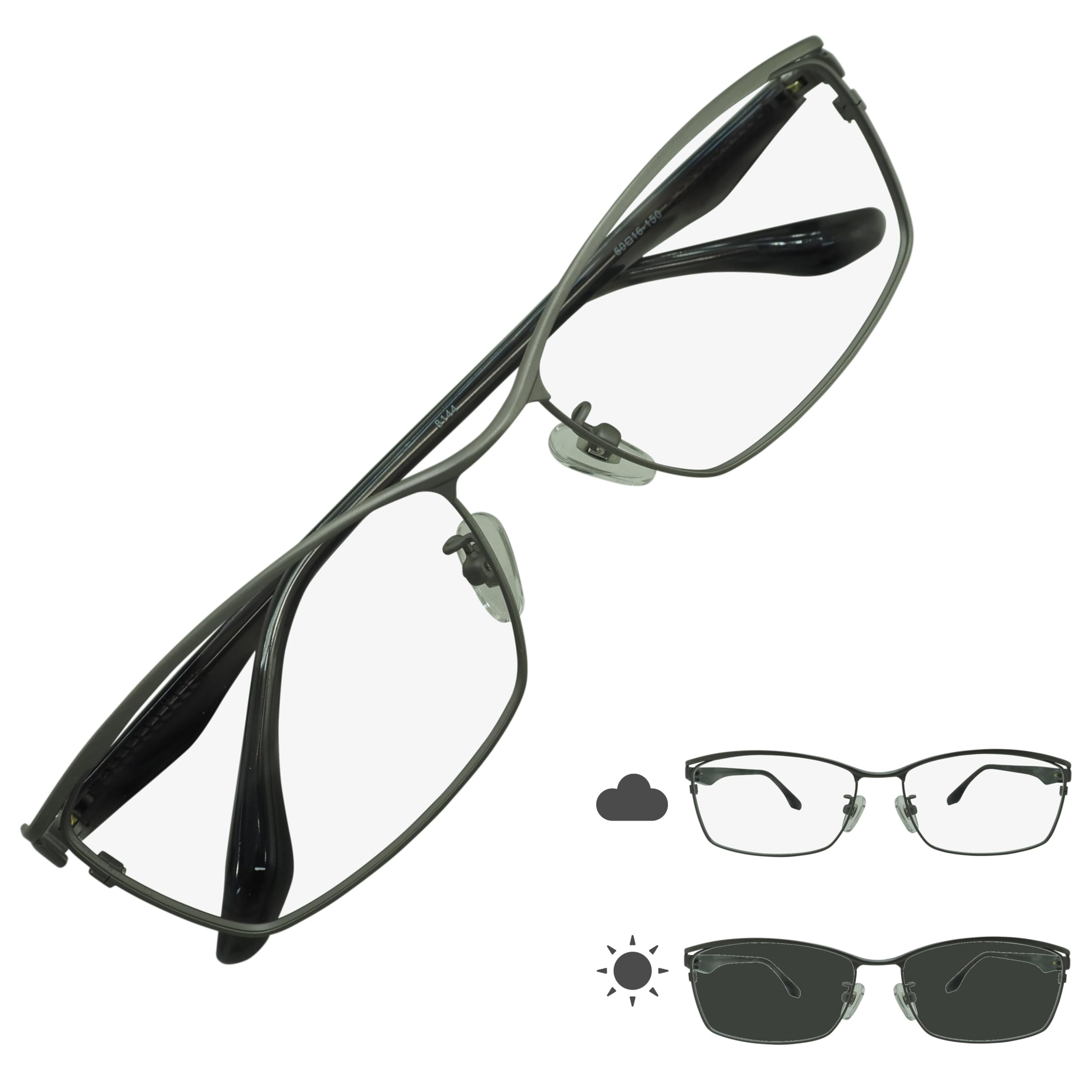 [OTC.web] 8144 可視光調光 ブルーライトカット 色が濃くなる サングラス 調光 メンズ 大きめ 幅広 おしゃれ