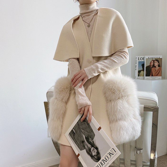 【 2021年 秋冬 5color レイヤード風 ファー ベスト ジャケット