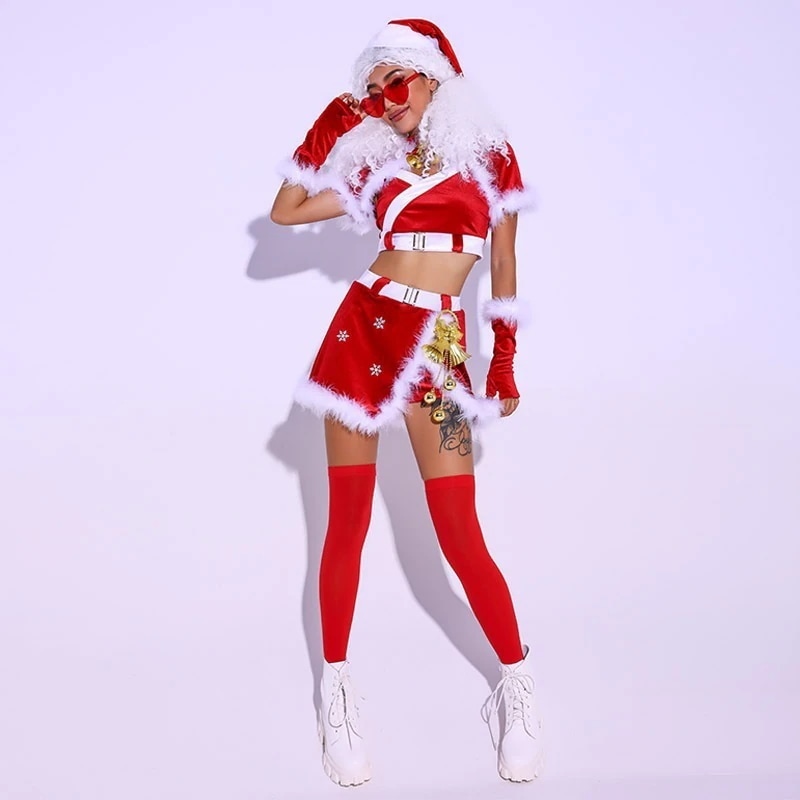 クリスマステーマ服 Dsパフォーマンス服 女性用袴 クリスマスパフォーマンス服 ゴーゴーリードダンス衣装
