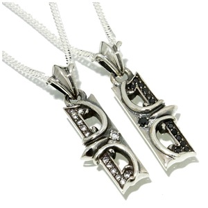 ジルコニアプレートクロスシルバーペアネックレス 送料無料 ペア ネックレス カップル シルバー