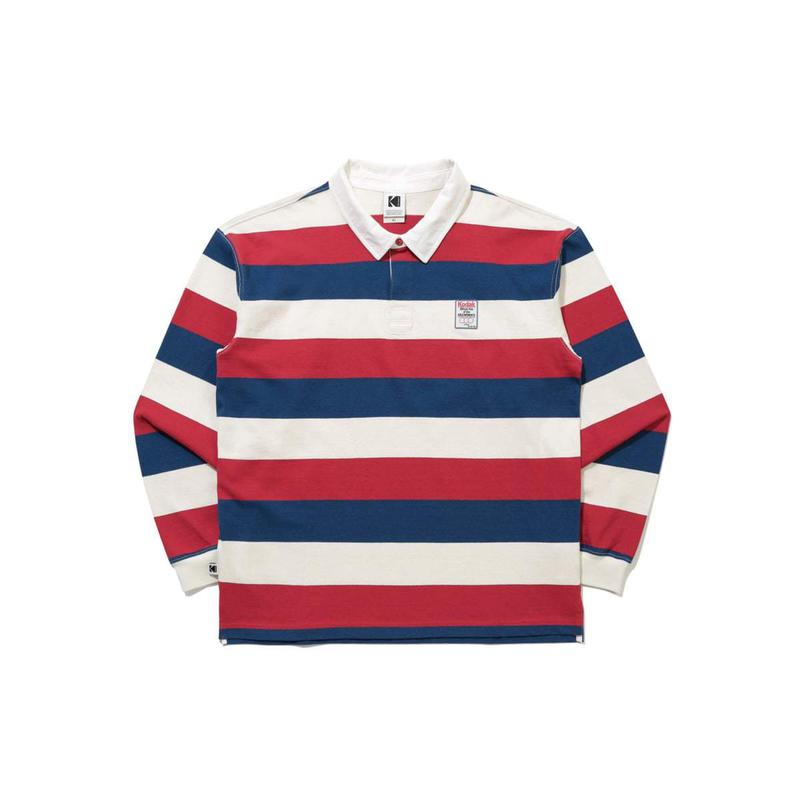 [公式]ゴールドモーメント ストライプ ラグビーカラー Tシャツ RED