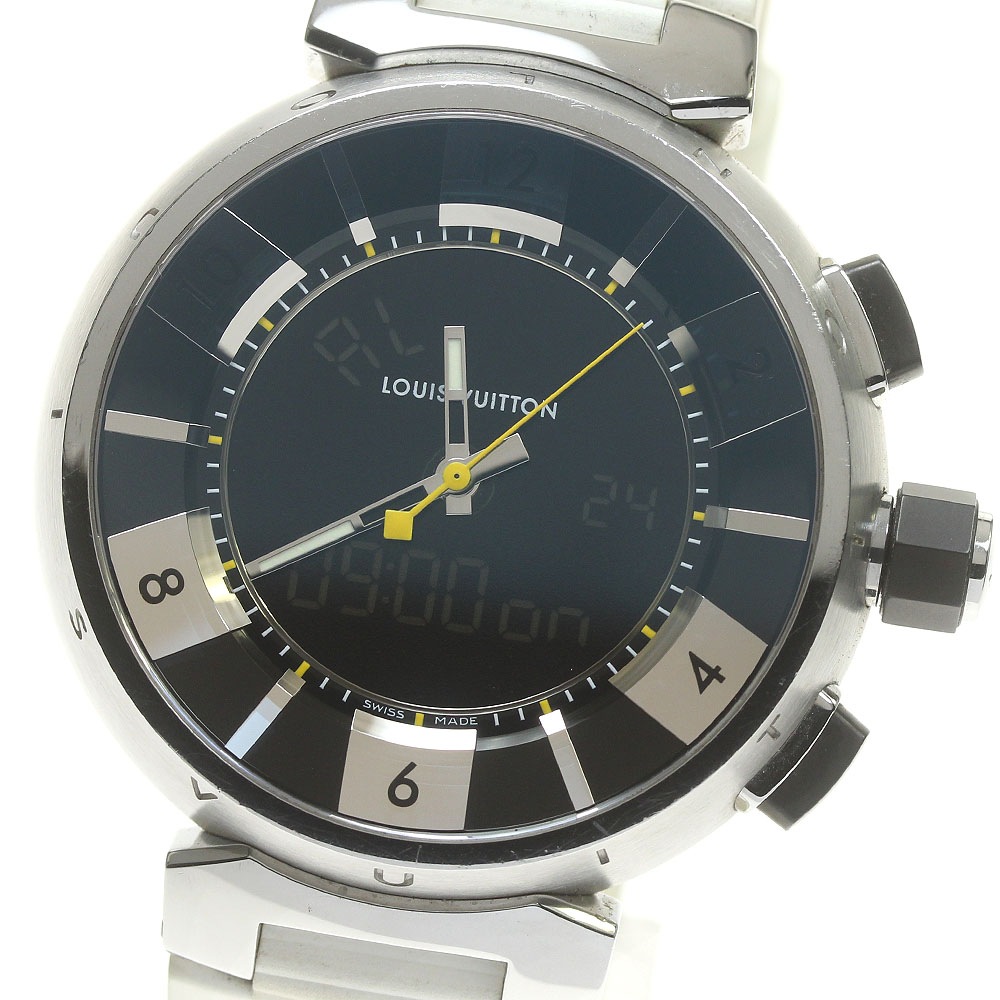 ルイ・ヴィトン LOUIS VUITTON Q118F タンブール インブラック クォーツ メンズ 箱・保証書付き_842241【中古】