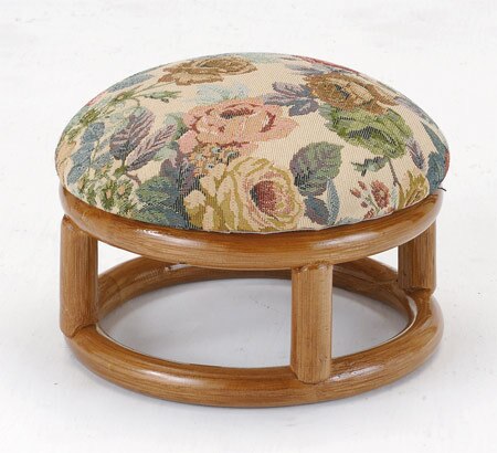 正座椅子 円形 クッション付 ラタン スツール 籐家具 高さ16cm