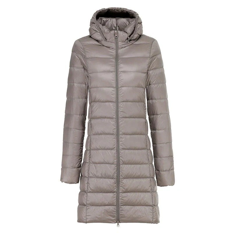 入庫ダウンコートレディースロング丈アウターAラインフード付き取り外せゆったり暖か軽量無地防寒防風通勤冬服韓国風