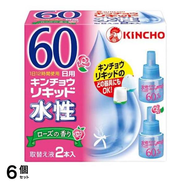 KINCHO 水性キンチョウリキッド 60日 ローズの香り 取替え液 45mL (×2本入) 6個セット