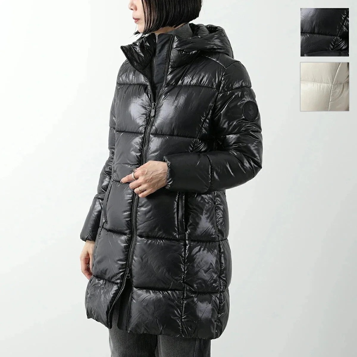 SAVE THE DUCK セイブザダック エコダウン INES D45650W LUCK19 レディース パデッドコート フーテッド 中綿ジャケット ミドル丈