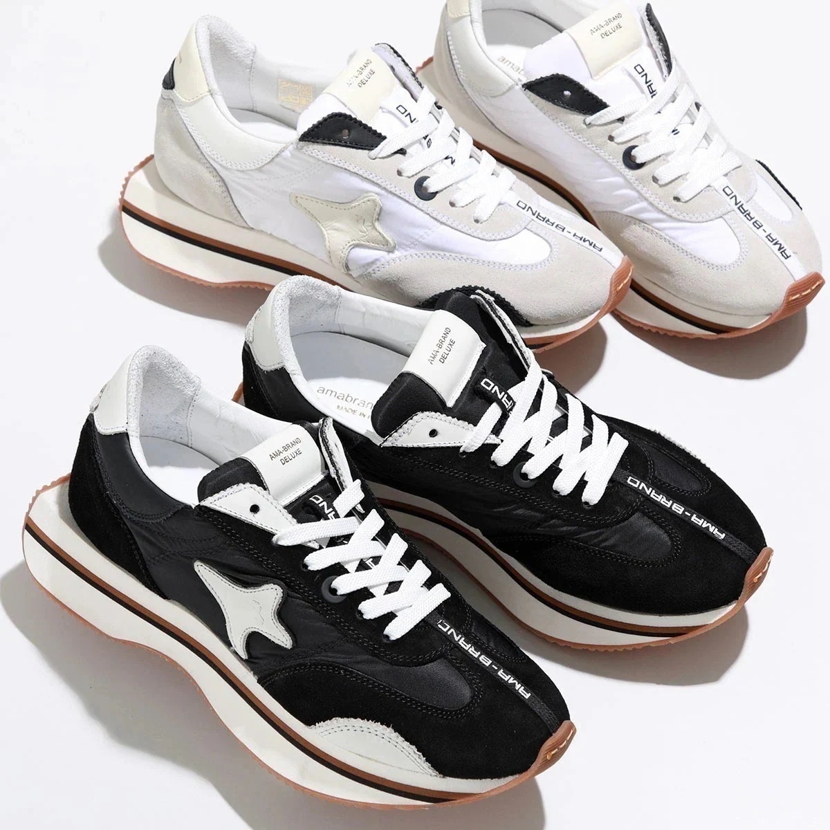 AMA BRAND アマブランド スニーカー ESSENCE ESNC メンズ ローカット 厚底 シューズ ロゴ 靴 カラー2色 【mega】