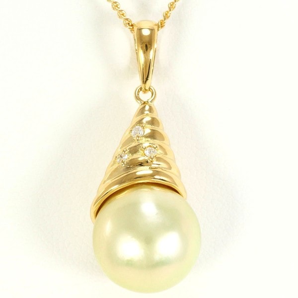 K18 18金 YG ネックレス パール(真珠) ダイヤ 0.03 中古