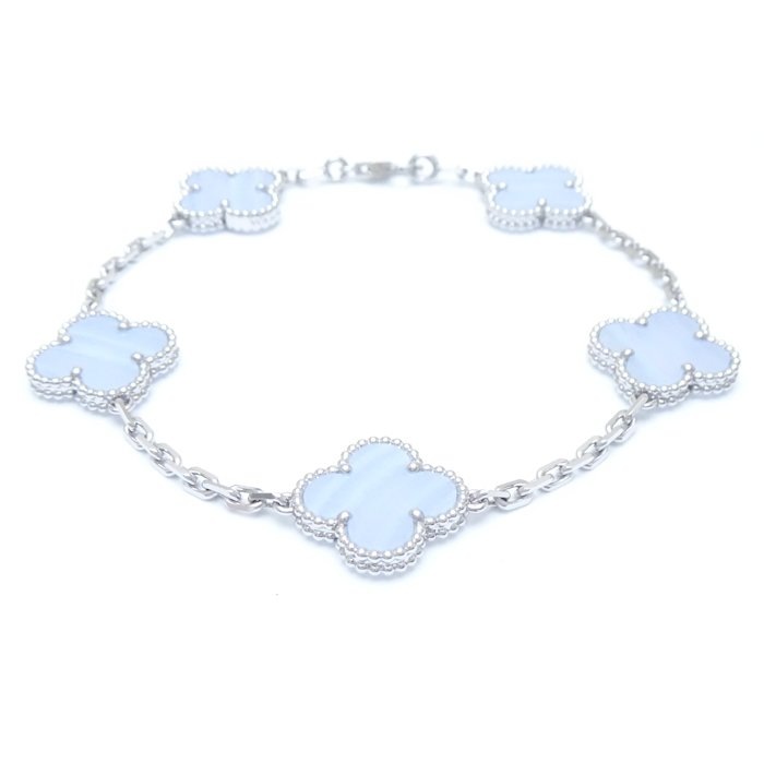 ヴィンテージ アルハンブラ ブレスレット カルセドニー 5P VCARD34700 K18WG/292943【中古】 399,960円