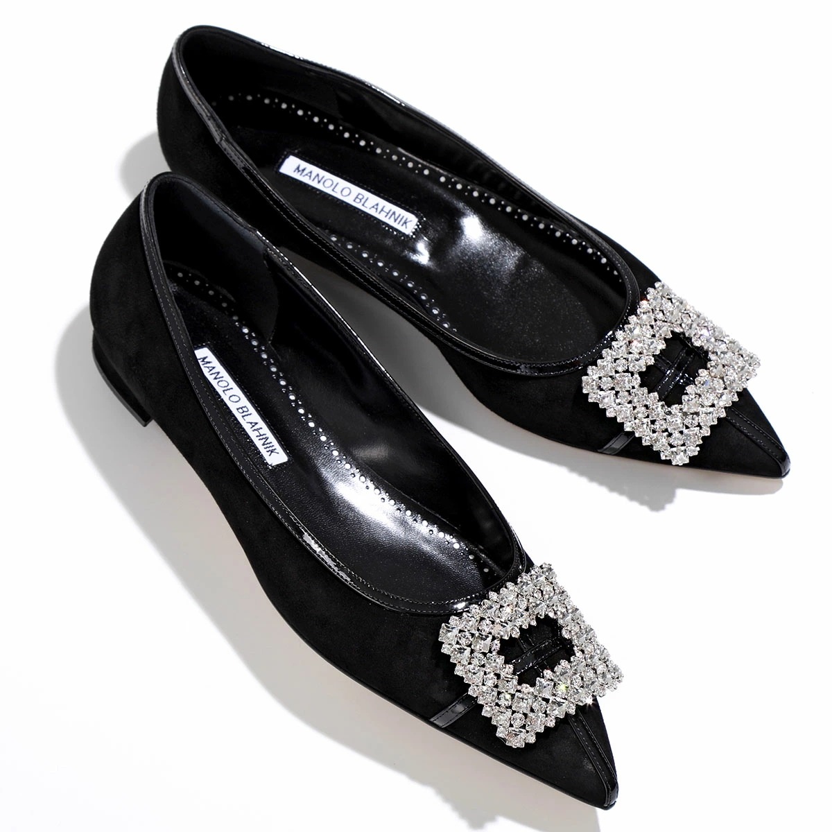 MANOLO BLAHNIK マノロブラニク パンプス TUBERIANFLAT SUEDE DAIM 010 チュベリアン フラット スウェード レディース ジュエルバックル 靴 1/BLCK