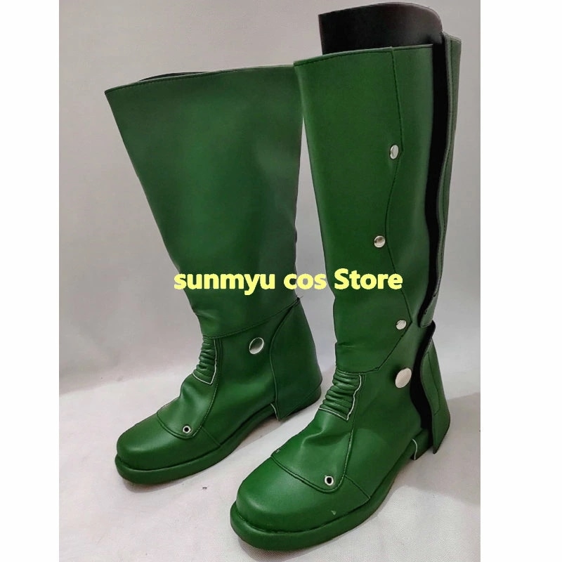 グリーン靴　水色　ブルー　ロングブーツ　オーダーサイズ　 コスプレ靴