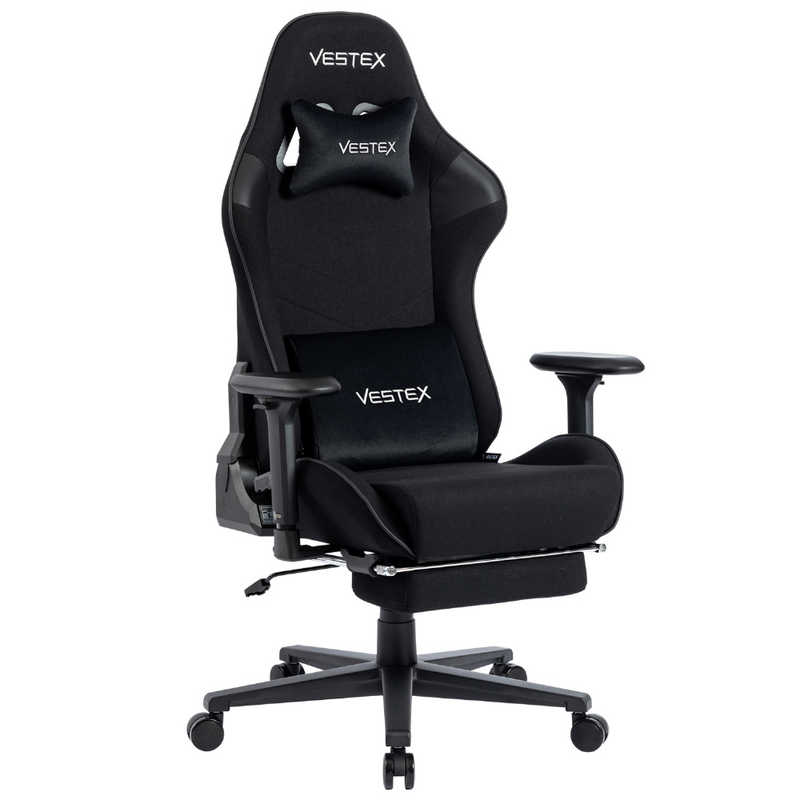 ルームワークス　ゲーミングチェア ［W720xD720xH1205～1275mm］ VESTEX S2FTシリーズ(フットレスト付き) ブラック　VES-S2FTBK