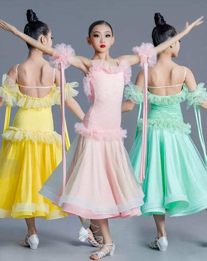 【2025限定SALE】キッズダンス ジュニア 女児 可愛い モダンドレス ダンスウェア 社交ダンス ドレス ラテンダンス 女の子 ダンドレス 子供 フラメンコ 社交ダンス衣装 競技用のドレス 着痩せ