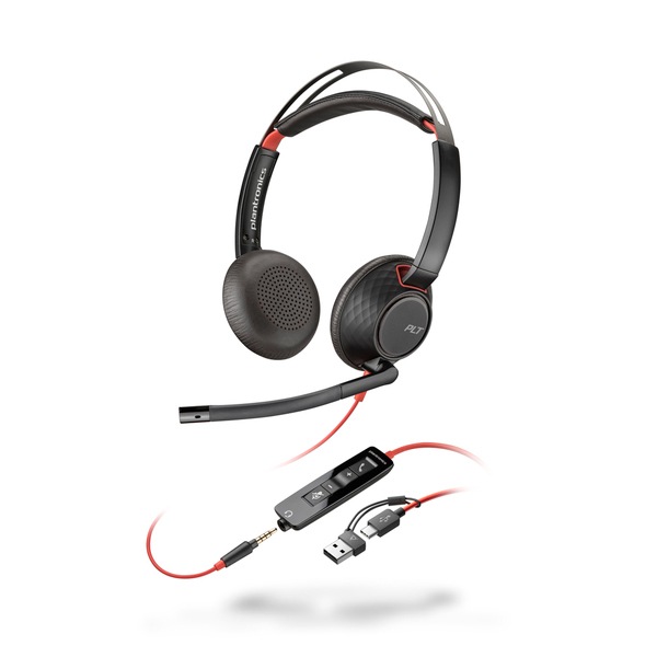 Poly Blackwire 5220 Stereo USB-C Headset +3.5mm Plug +USB-C/A Adapter メーカー直送