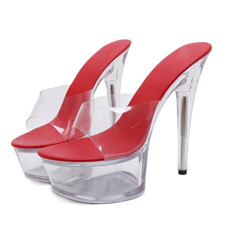 キャバ サンダル（ 15cmヒール ) クリアヒールサンダル キャバサンダル クリアミュール ハイヒール ピンヒール 大きいサイズ ミュール クリアサンダル 透け 透明 レディース靴 お洒落 ブラック