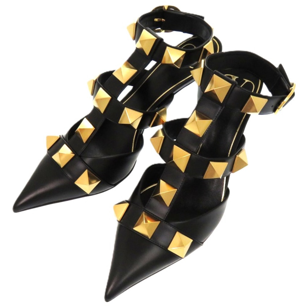 未使用品 ローマンスタッズ 2W2S0CB2ZWM パンプス レザー ブラック 1606【中古】 レディース