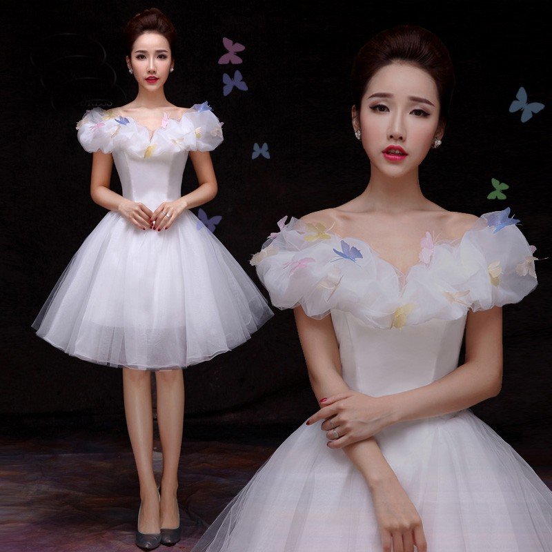 ミニドレス 白 二次会 ウェディングミニドレス 安い 花嫁 ウェディングドレス 披露宴 プリンセス
