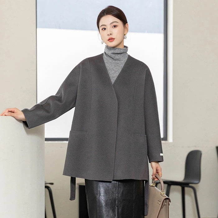 ウールコート レディース コート ショート カシミヤ アウター ショートコート 冬服 ウール 韓国ファッション ミセス 春 秋 冬 防寒 保温 厚手 暖かい 大きいサイズ きれいめ オリジナル 細身