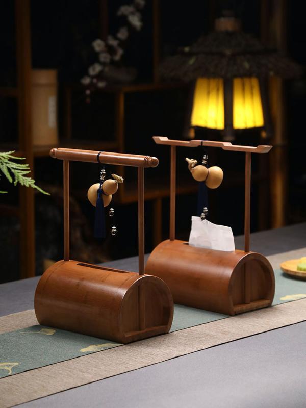 ティッシュケース ティッシュボックス 木製 おしゃれ レトロ 竹 中国風 リビング テーブル ホーム 装飾 タッセル ブラウン ベージュ 5,401円