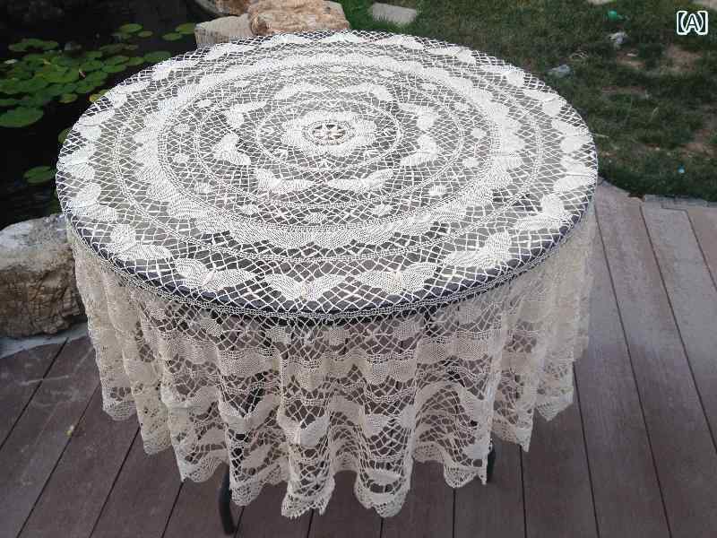 レース編み テーブルクロス レトロ メッシュ 円形 ダイニング リビング 食卓 ピアノ カバー 防塵 ヨーロッパ シンプル エレガント おしゃれ 白