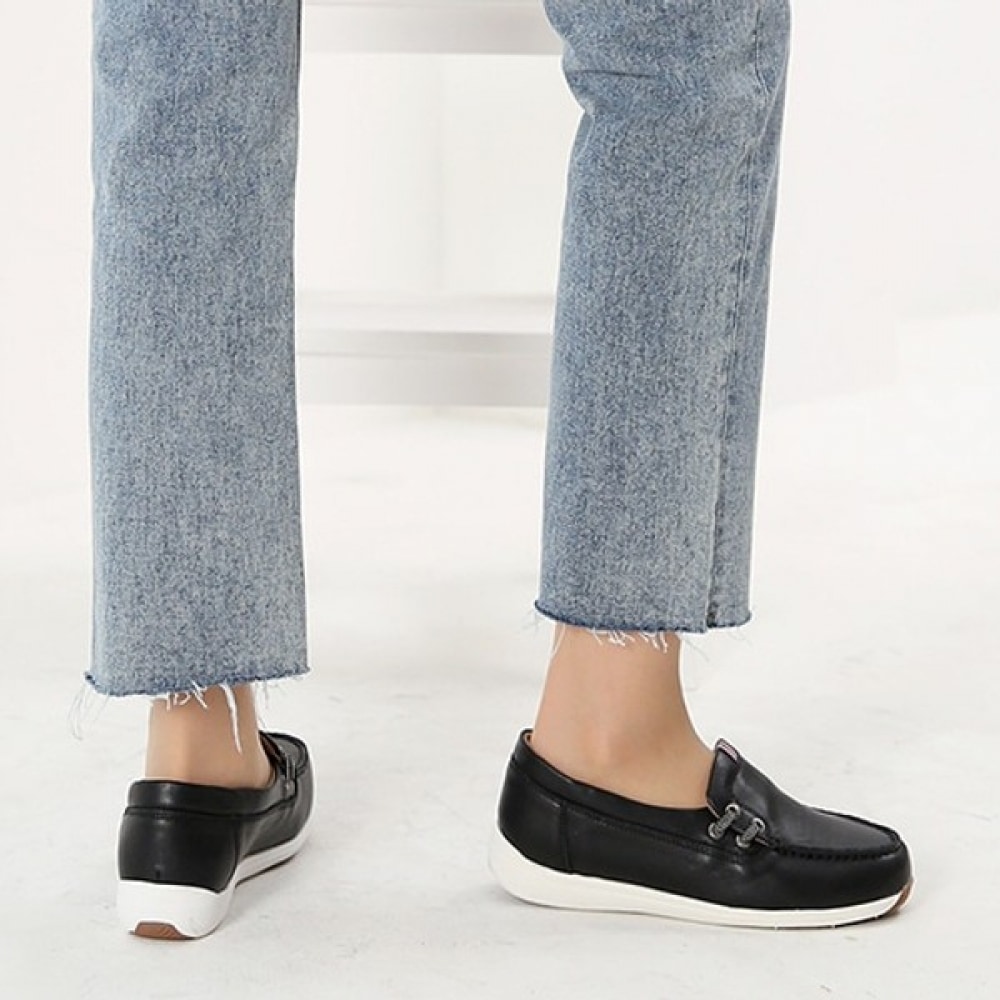 (Ninaspari) カラーラインロープレザーローファー