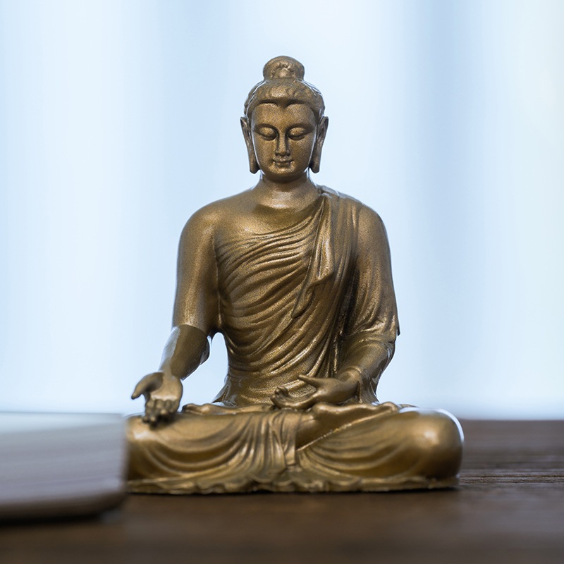 手作 阿弥陀仏像 黄銅製の心の安らぎと平穏をもたらす存在瞑想や個人空間で精神の安定を導く