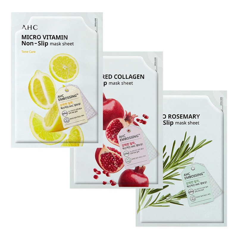 マイクロ マスクシート (ビタミン/ ローズマリ/レッドコラーゲン) 10枚入り 3種 計30枚