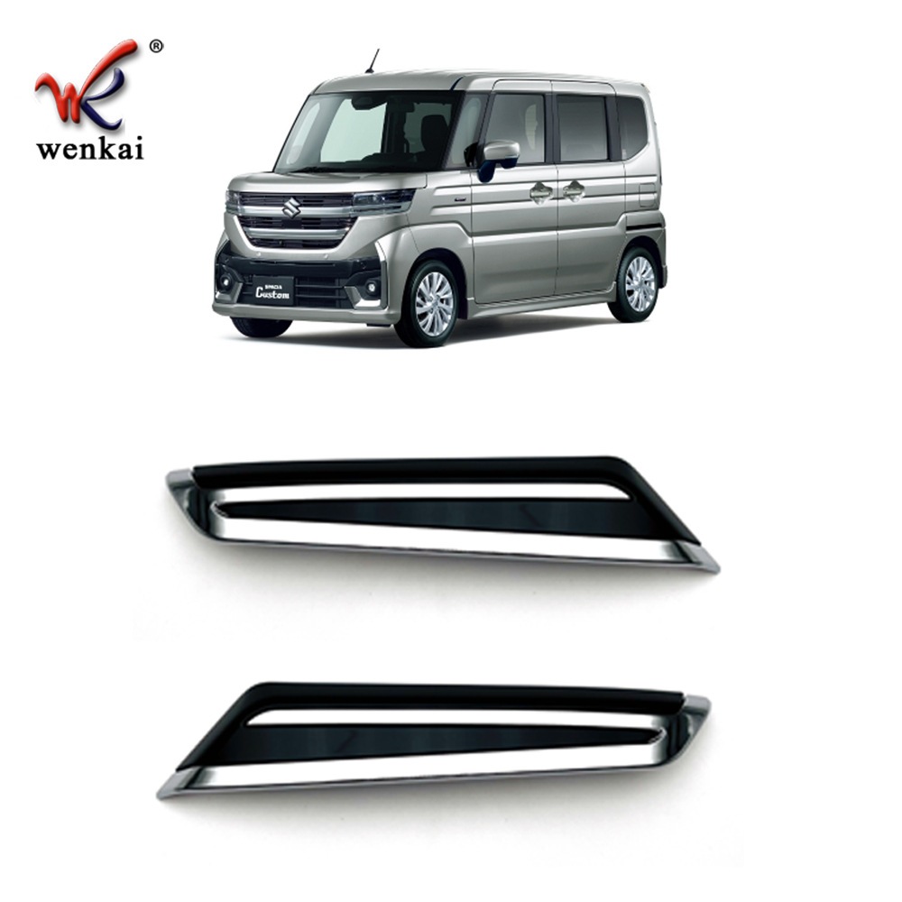 24 年モデル スズキ・スペーシアカスタム MK04 系専用 改装用 フロントヘッドライトアイブロウ 装飾メッキストリップ シール