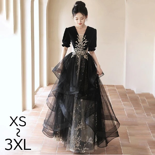 ロングドレス母親結婚式ドレス大人ピアノ発表会アシンメトリードレス袖付き成人式ドレス演奏会用ドレス二次会フォーマル披露宴ワンピースAラインパーティードレスイブニングドレ 15,877円