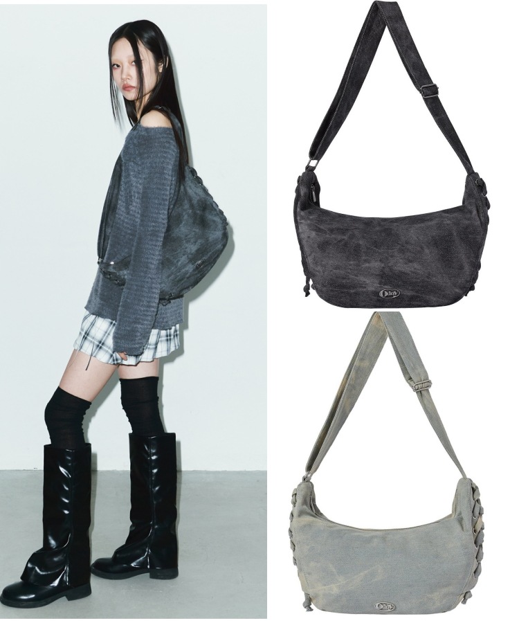 【ORDINARY HOLIDAY】lace up hobo bag ホボバッグ / 追跡付 Qoo10 ORDINARY HOLIDAY LACE UP HOBO BAG ミディ