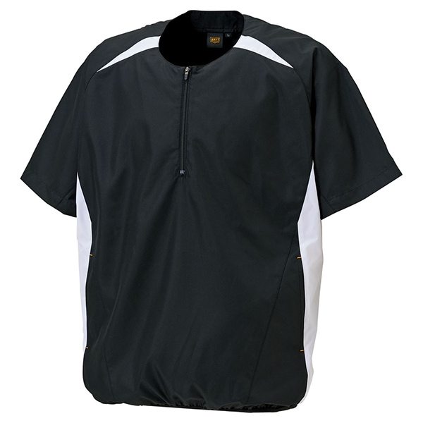 ゼット 野球ウエア 半袖ハーフジップジャンパー ブラック/ホワイトA L BOV535H 1911A