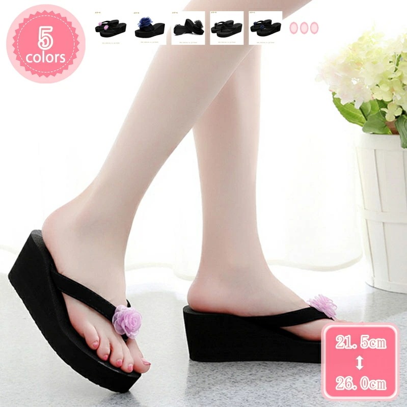 300円OFFクーポン ビーチサンダル 厚底 トング 花柄 ローズ柄 レディース ブラック 夏 プール 海水浴 ビーチ リゾート トングサンダル パープル ピンク 白 ワインレッド 海 ビーサン 草履