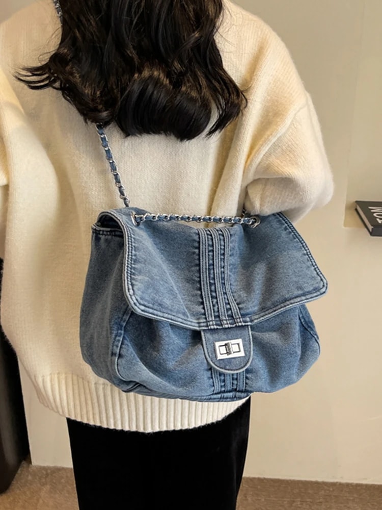 女性用大容量デニムスリングバッグ,カジュアルトートバッグ,シンプルなファッション,毎日のデート用 - 1524 11,169円