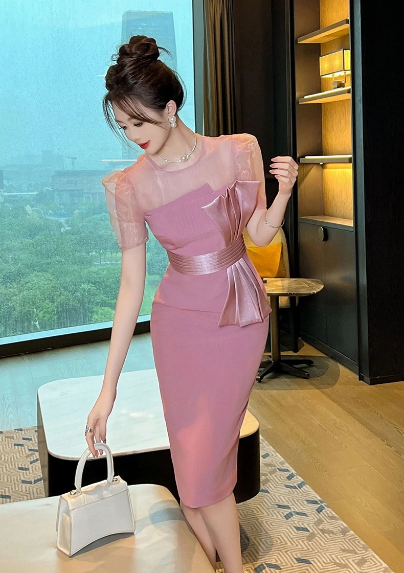 チュールワンピース 蝶結び 夏 誕生日 ドレス パーティー キャバ 着痩せ 大人 お呼ばれ 同窓会 披露宴 卒業式 結婚式 ウェディング 二次会 成人式30%までに制限 4,596円